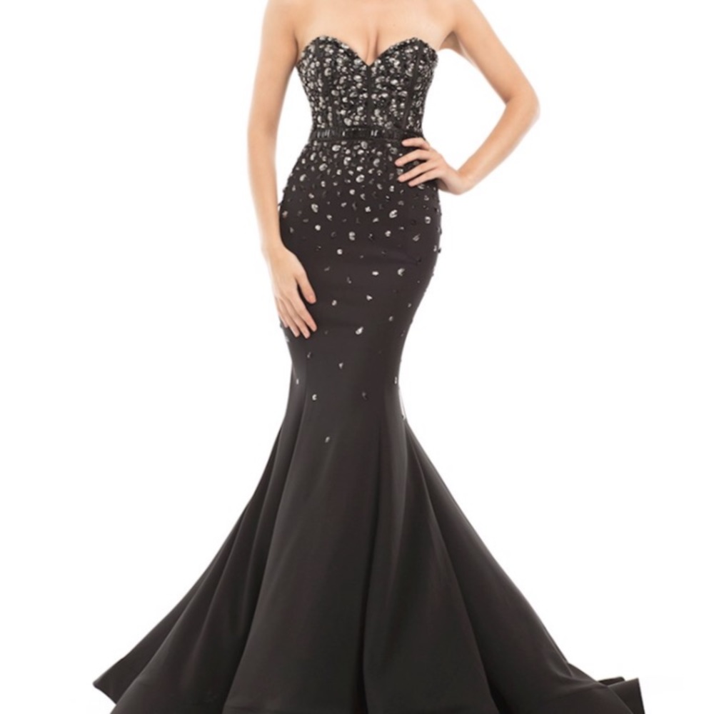 NWT Johnathan Kayne black trumpet gown